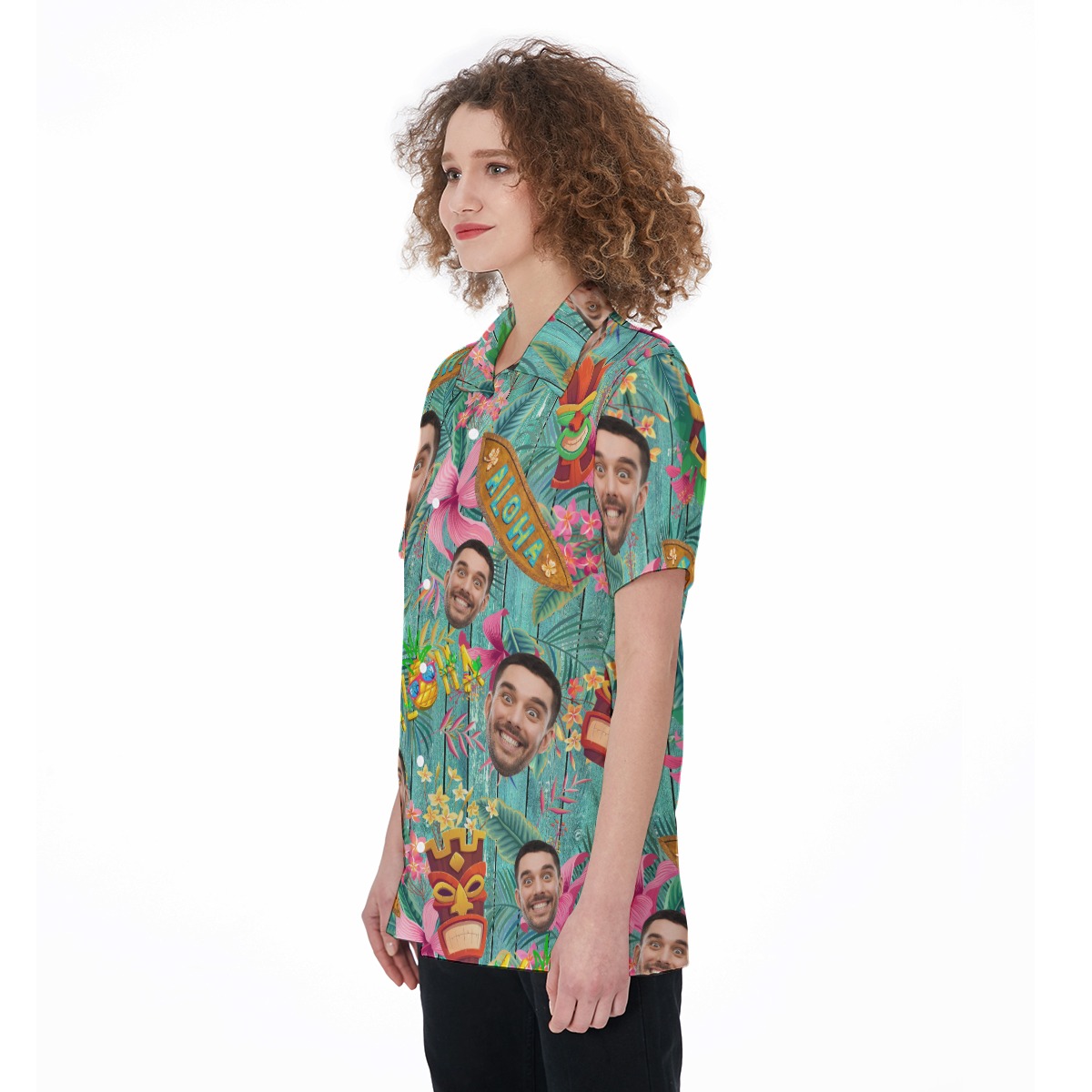 Vintage Tiki Custom Face Aloha Shirt For Women