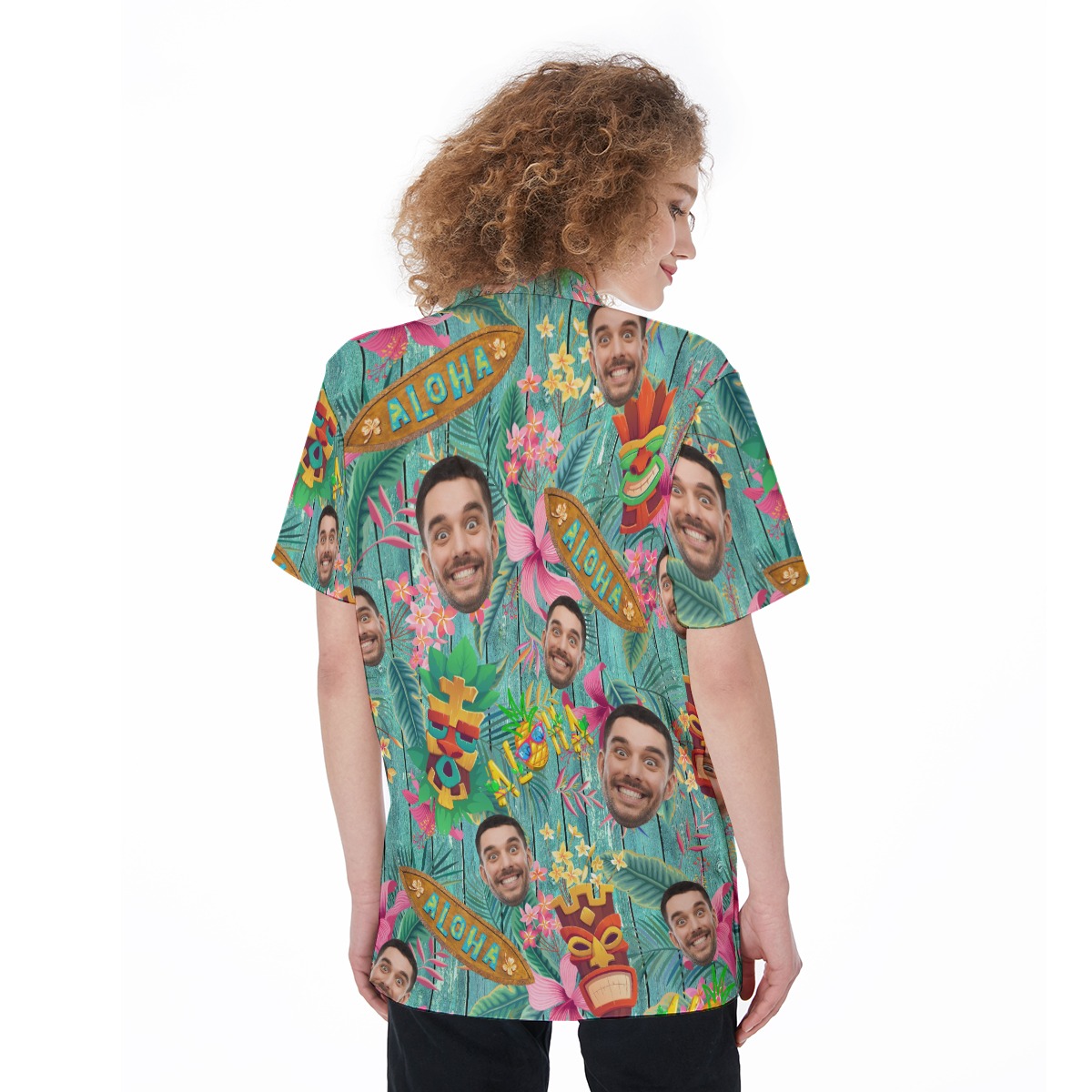 Vintage Tiki Custom Face Aloha Shirt For Women