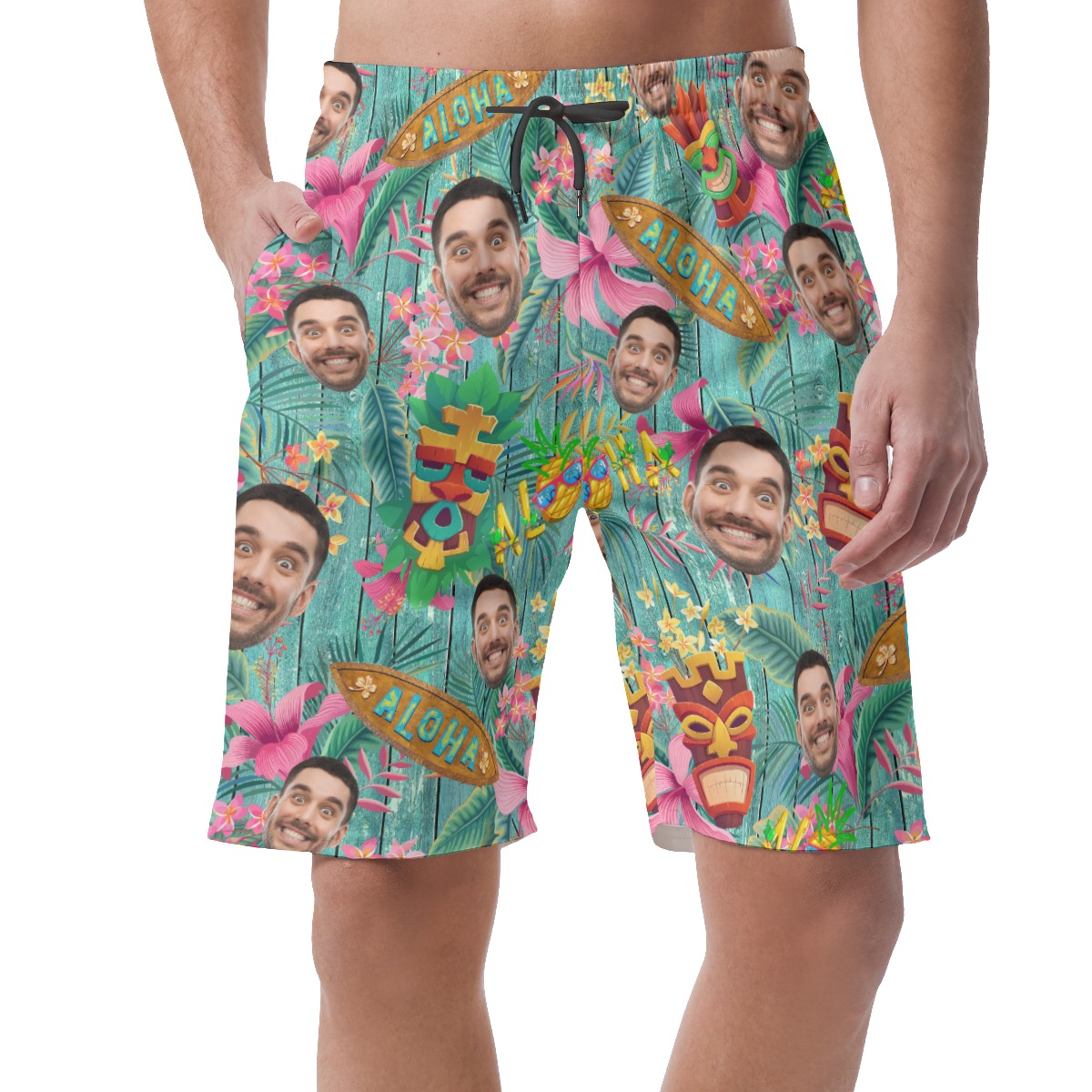 Custom Vintage Aloha Beach Shorts With Face - variant image 1