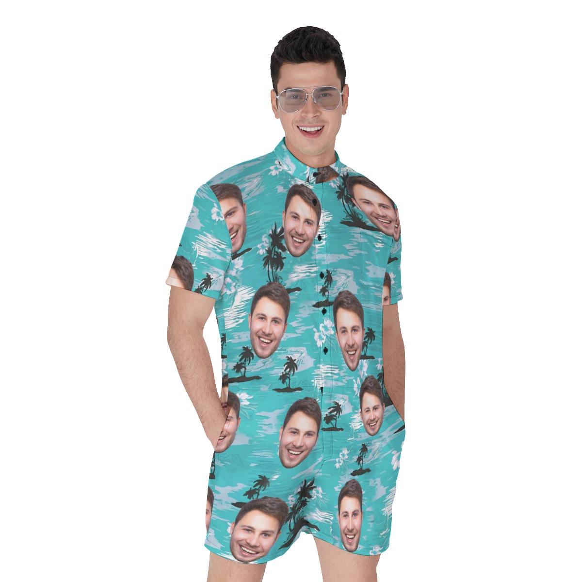 Light Blue Beach Custom Face Romper For Men - variant image 1