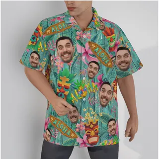 Funny Vintage Tiki Custom Face Hawaiian Shirt