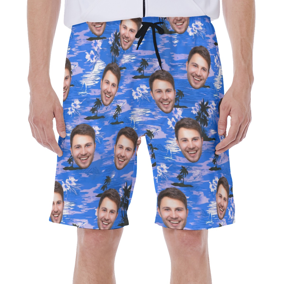 Blue Men's Swim Trunks With Custom Face - variant image 1