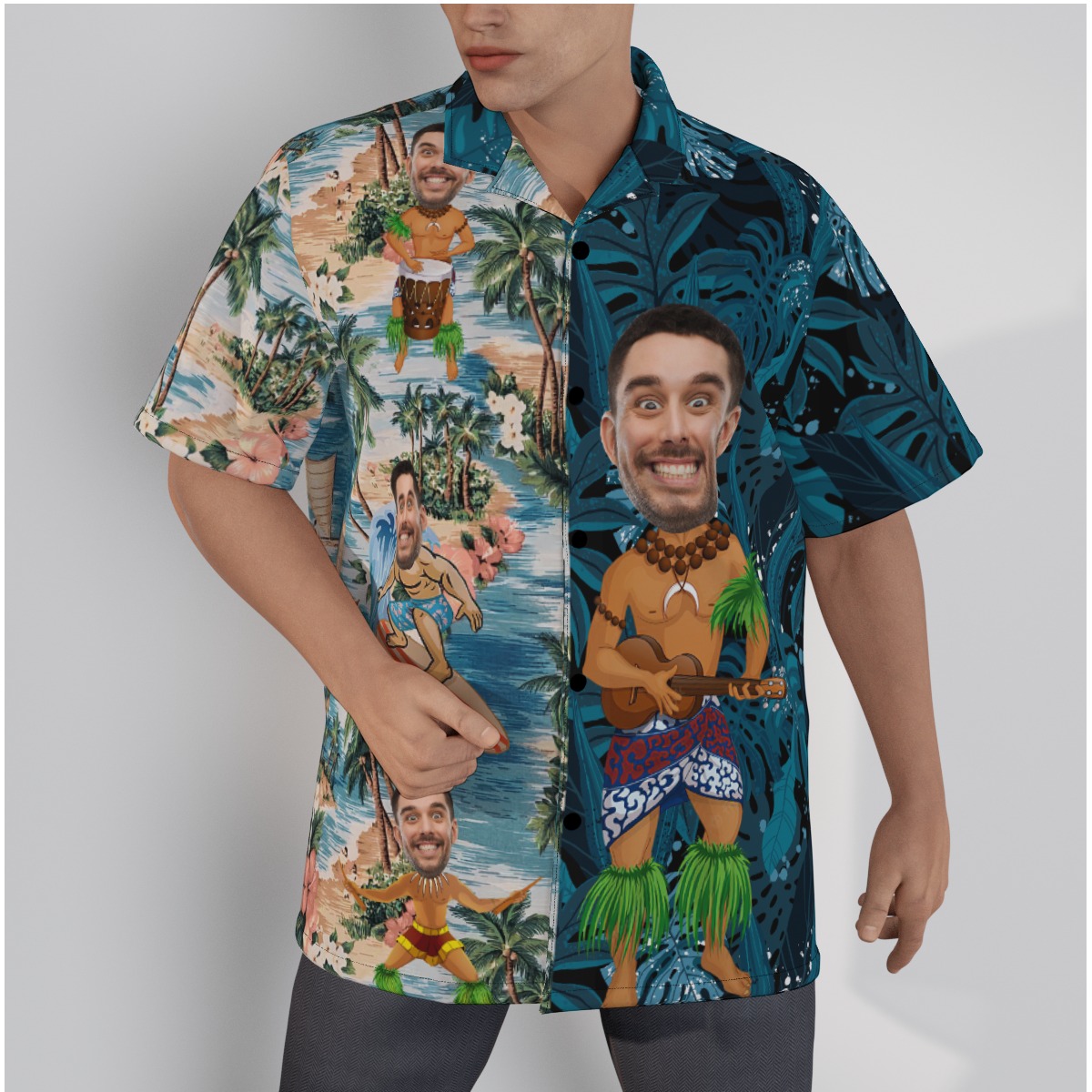 Funny Men's Custom Face Hawaiian Shirt - variant image 1