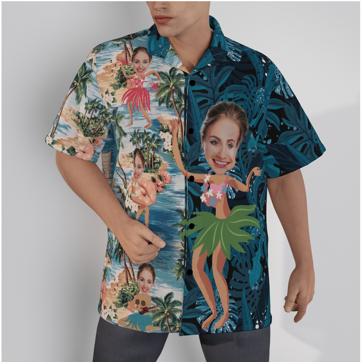 Funny Custom Face Beach Theme Hawaiian Shirt - variant image 1