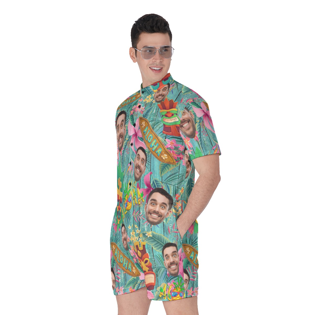 Funny Custom Vintage Aloha Romper With Face