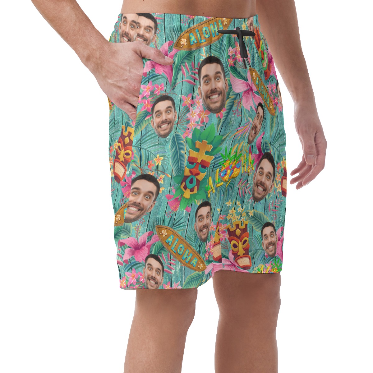 Custom Vintage Aloha Beach Shorts With Face