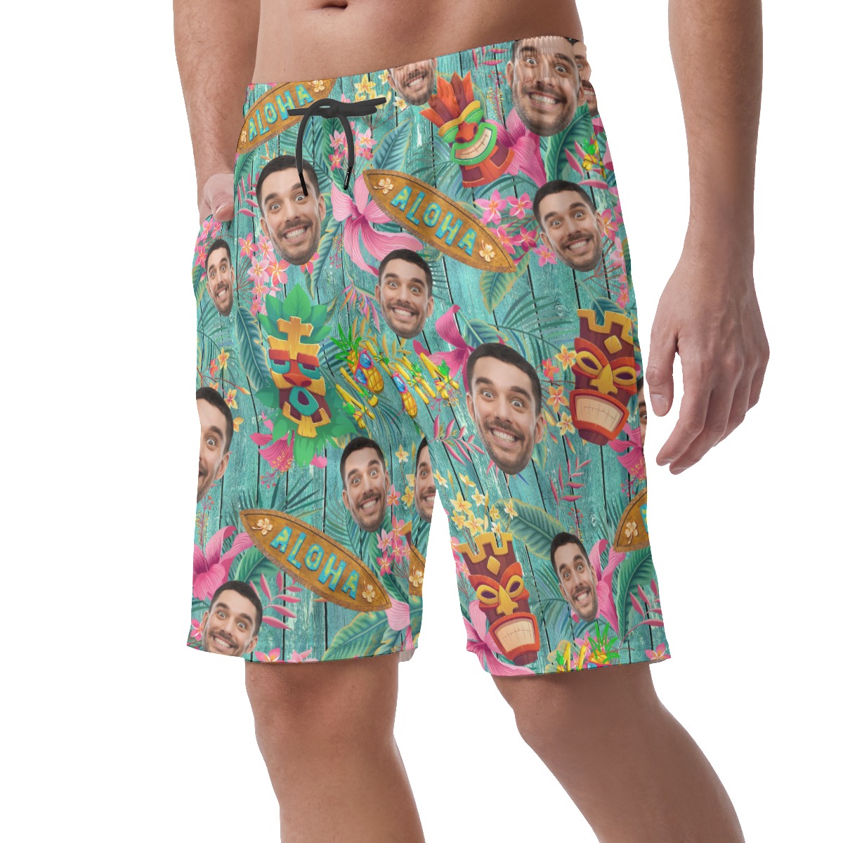 Custom Vintage Aloha Beach Shorts With Face