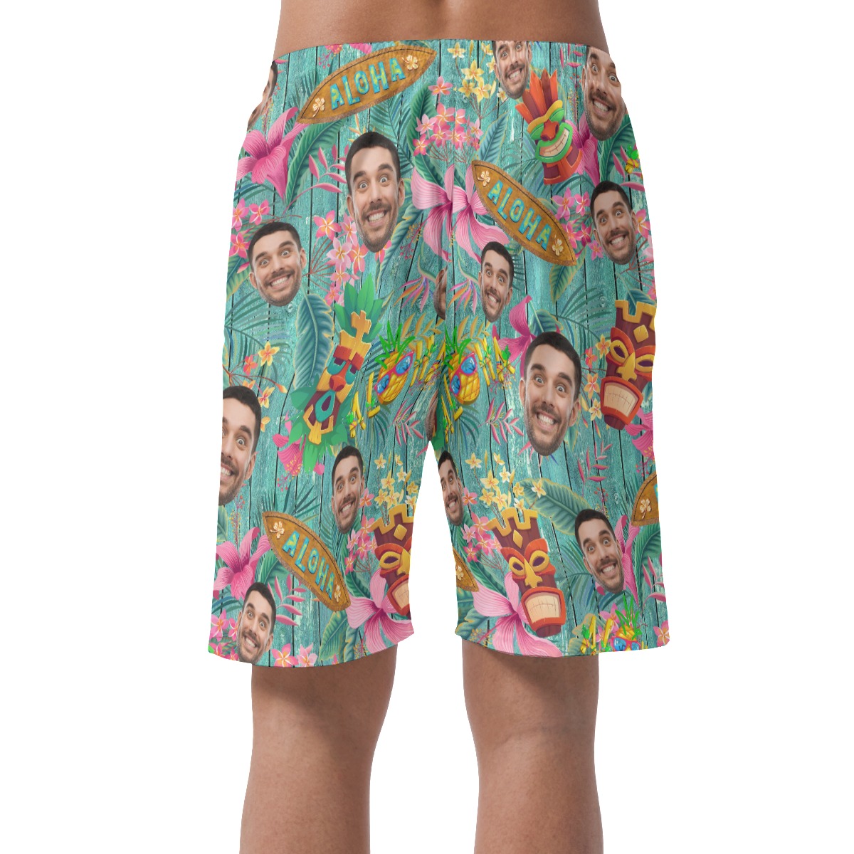 Custom Vintage Aloha Beach Shorts With Face
