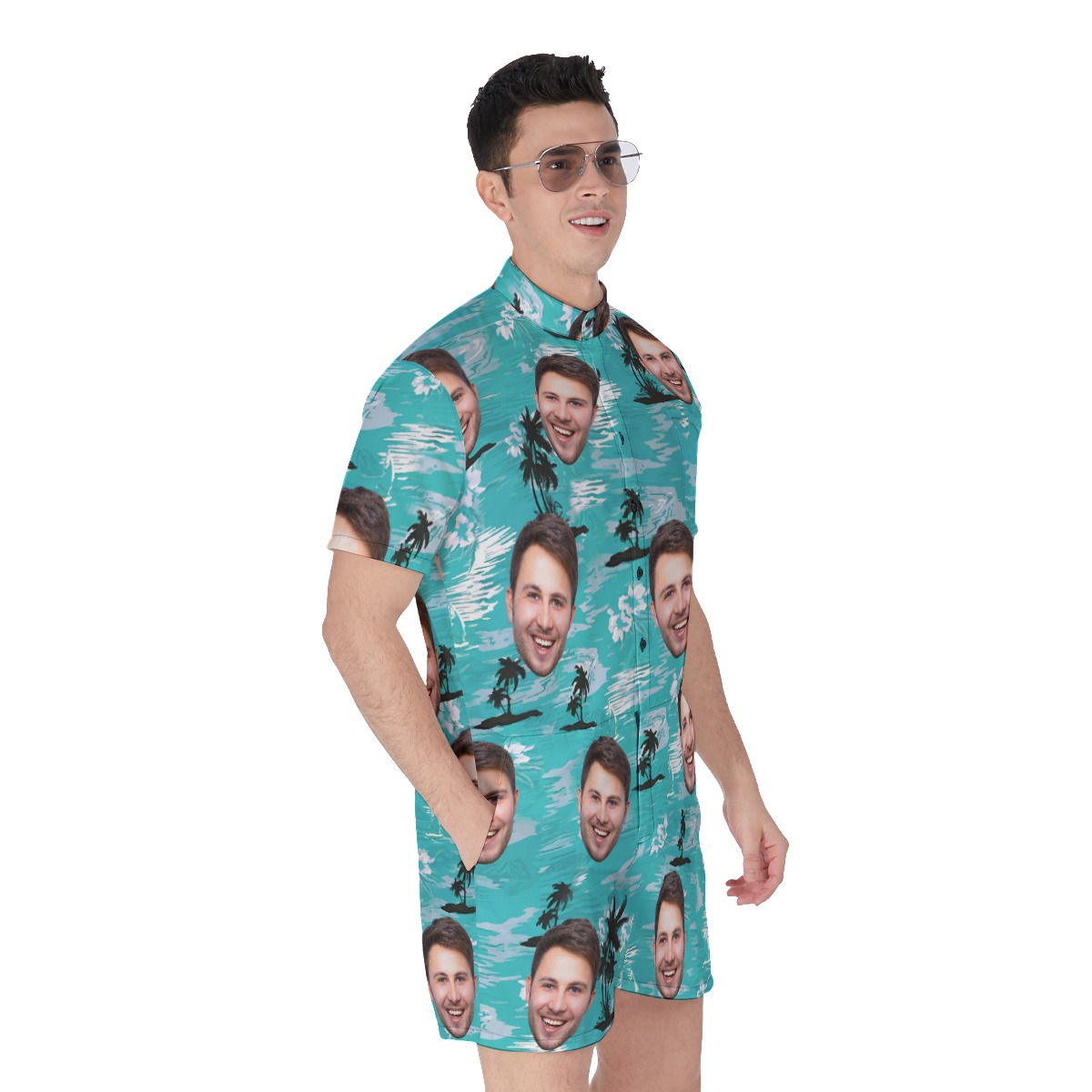 Light Blue Beach Custom Face Romper For Men