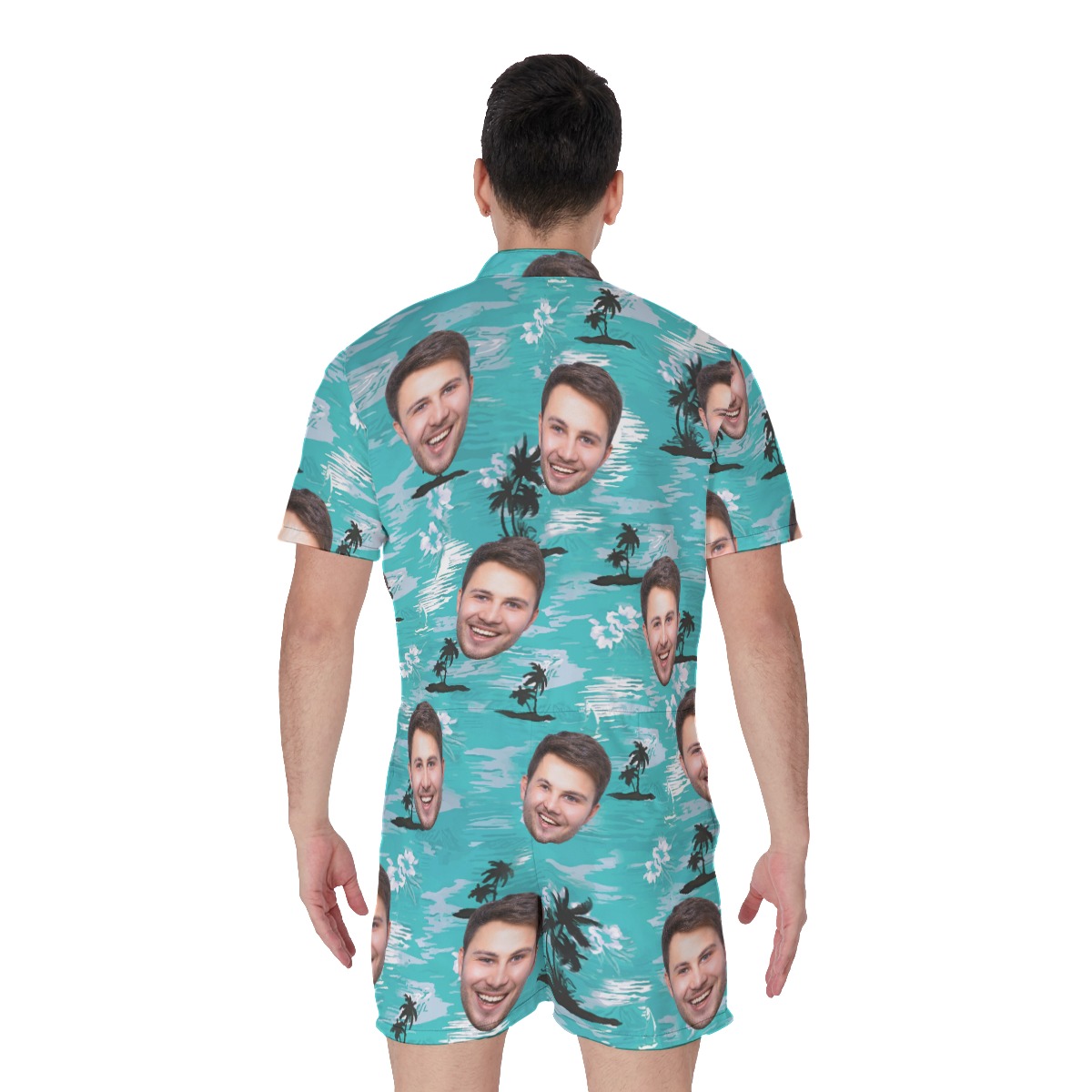 Light Blue Beach Custom Face Romper For Men