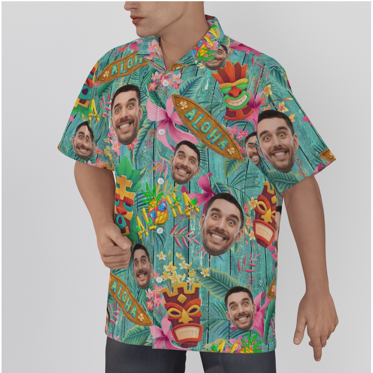 Funny Vintage Tiki Custom Face Hawaiian Shirt
