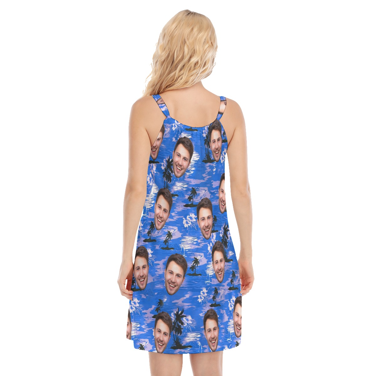 Blue Women's Cami Dress With Custom Face