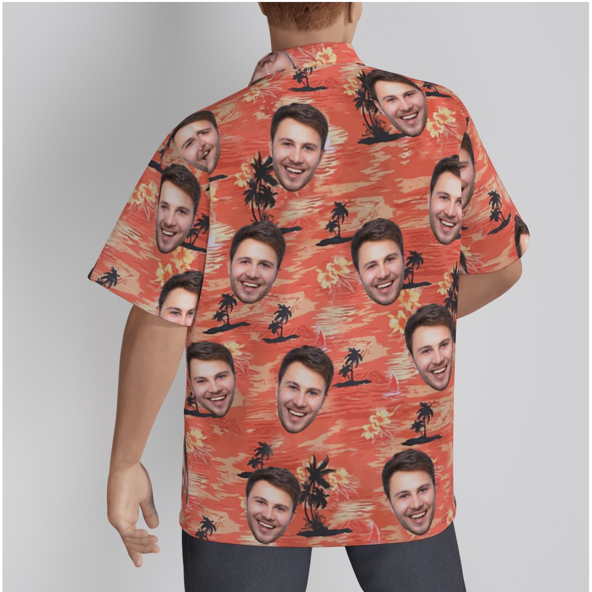 Custom Face Beach Orange Hawaiian Shirt
