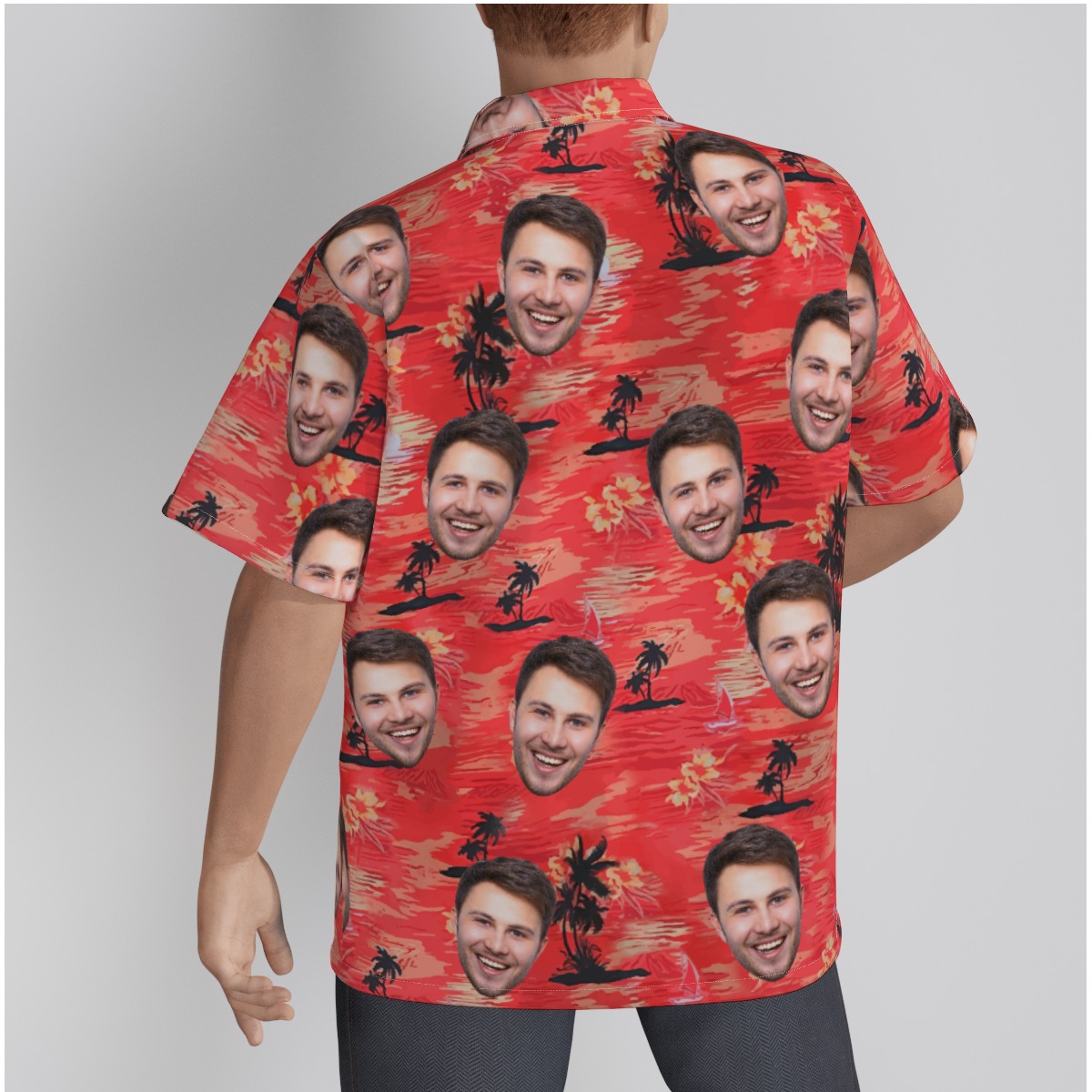 Custom Red Hawaiian Shirt With Face