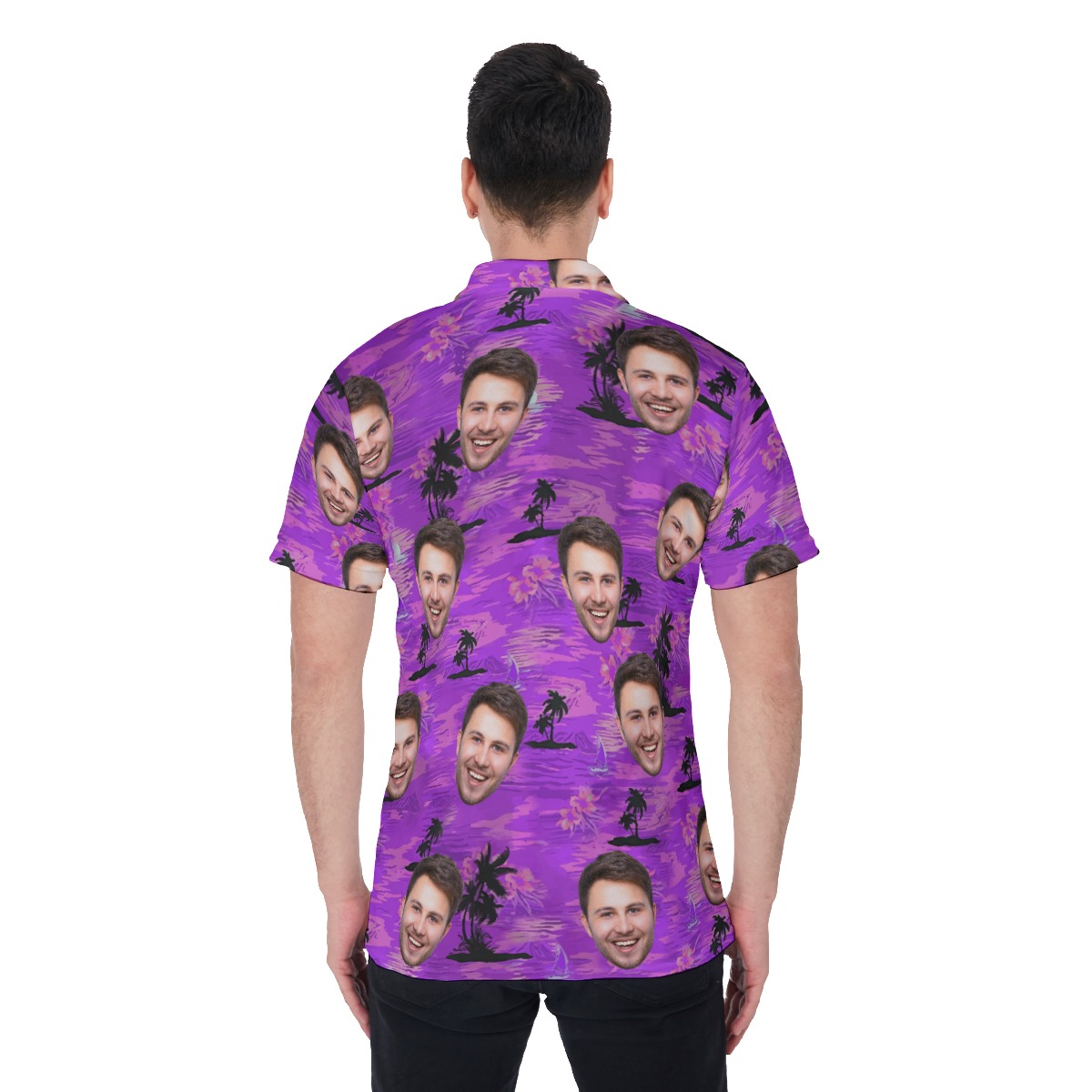 Purple Men's Polo Shirt With Custom Face