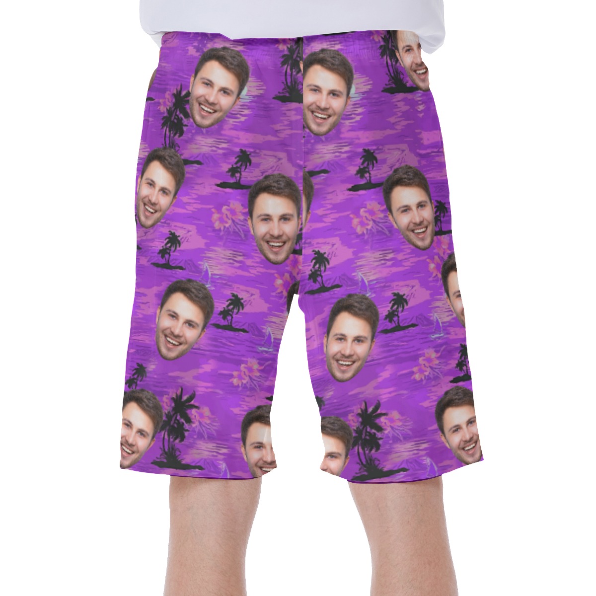 Purple Beach Men's Swim Trunks With Custom Face