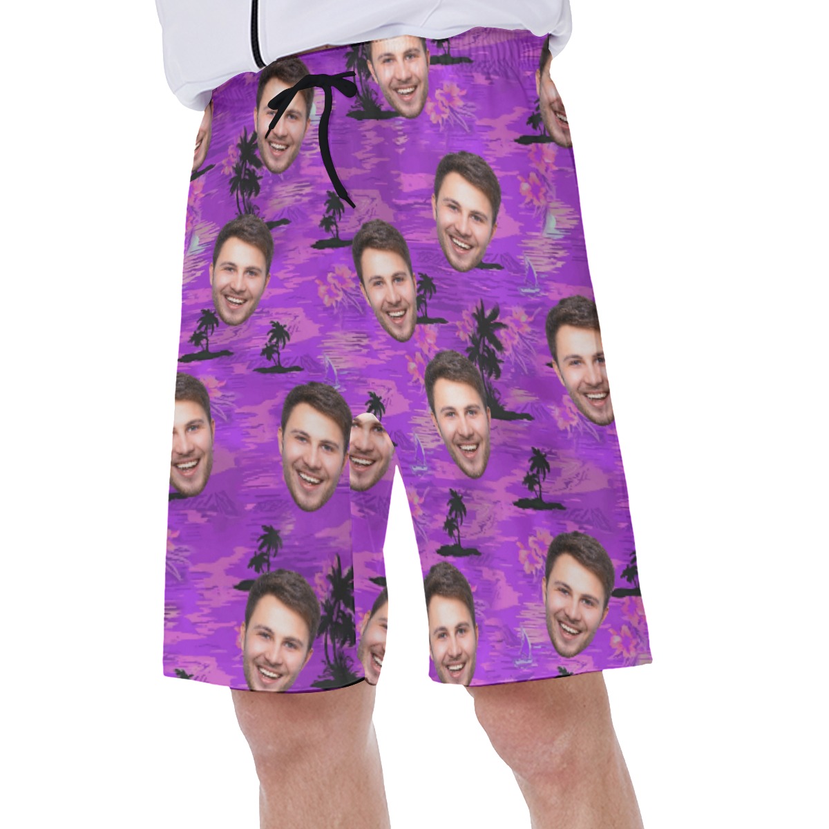 Purple Beach Men's Swim Trunks With Custom Face