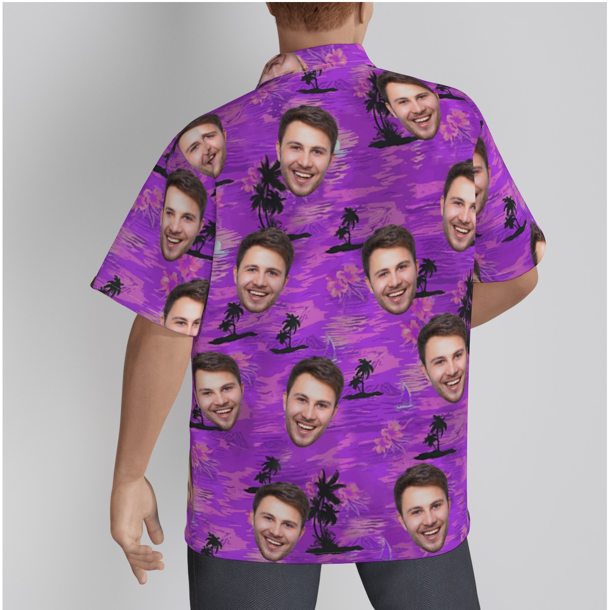 Custom Face Beach Purple Hawaiian Shirt