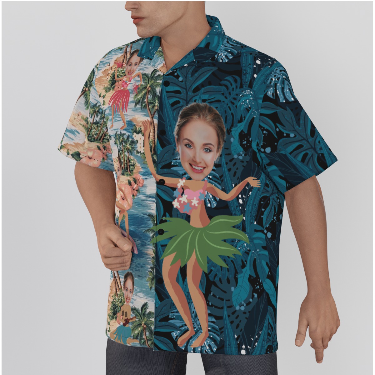 Funny Custom Face Beach Theme Hawaiian Shirt