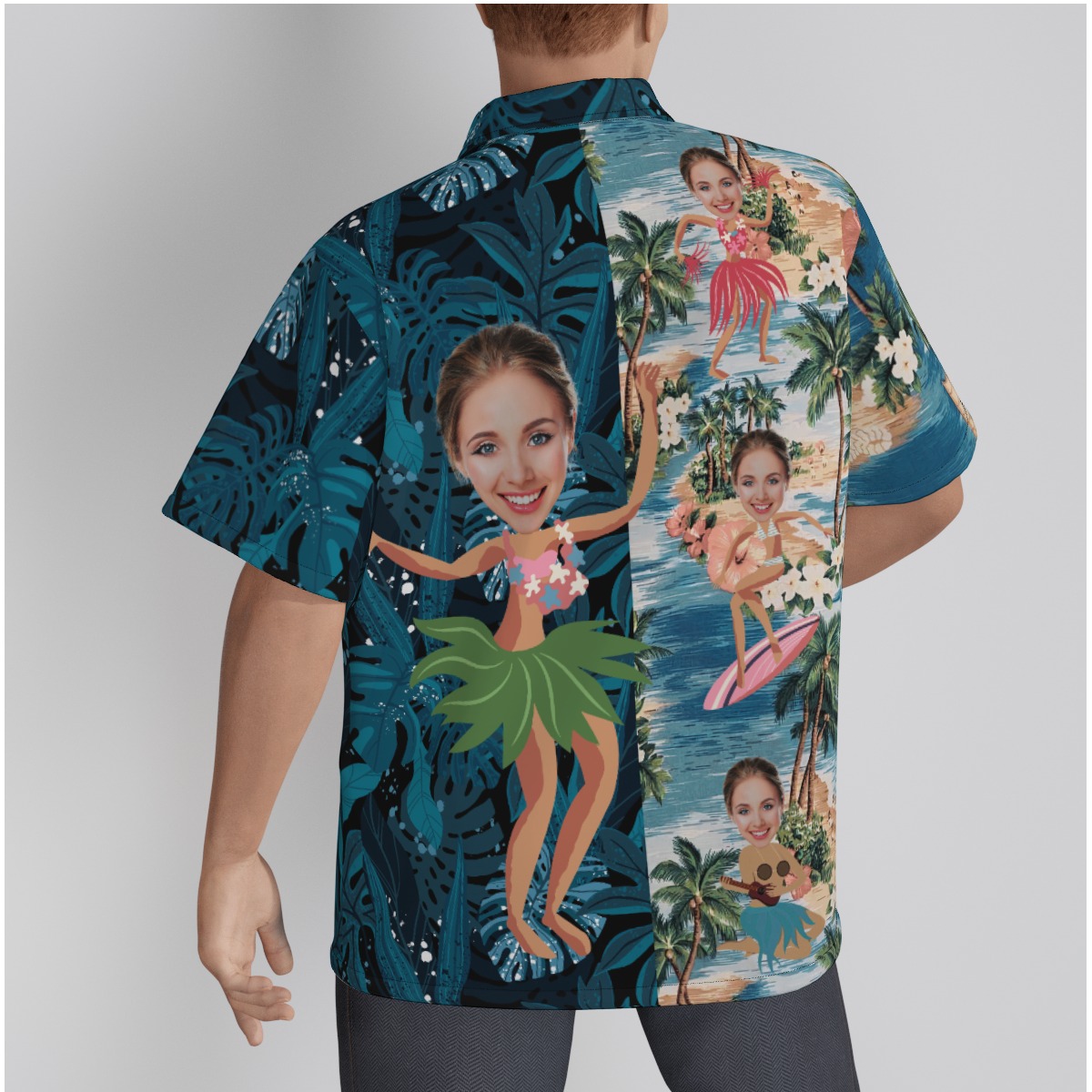 Funny Custom Face Beach Theme Hawaiian Shirt