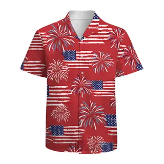 American Flag Men's Cotton Hawaiian Shirt