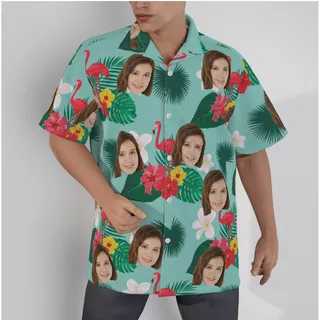 Flamingo Flower Custom Face Tropical Shirt