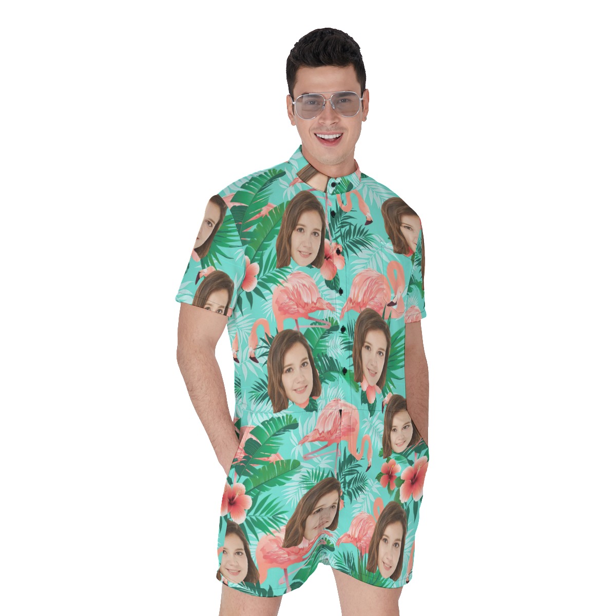 Funny Flamingo Custom Men's Romper With Custom Face - variant image 1