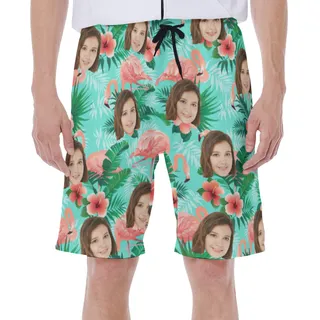 Funny Flamingo Custom Men's Hawaiian Shirt With Face