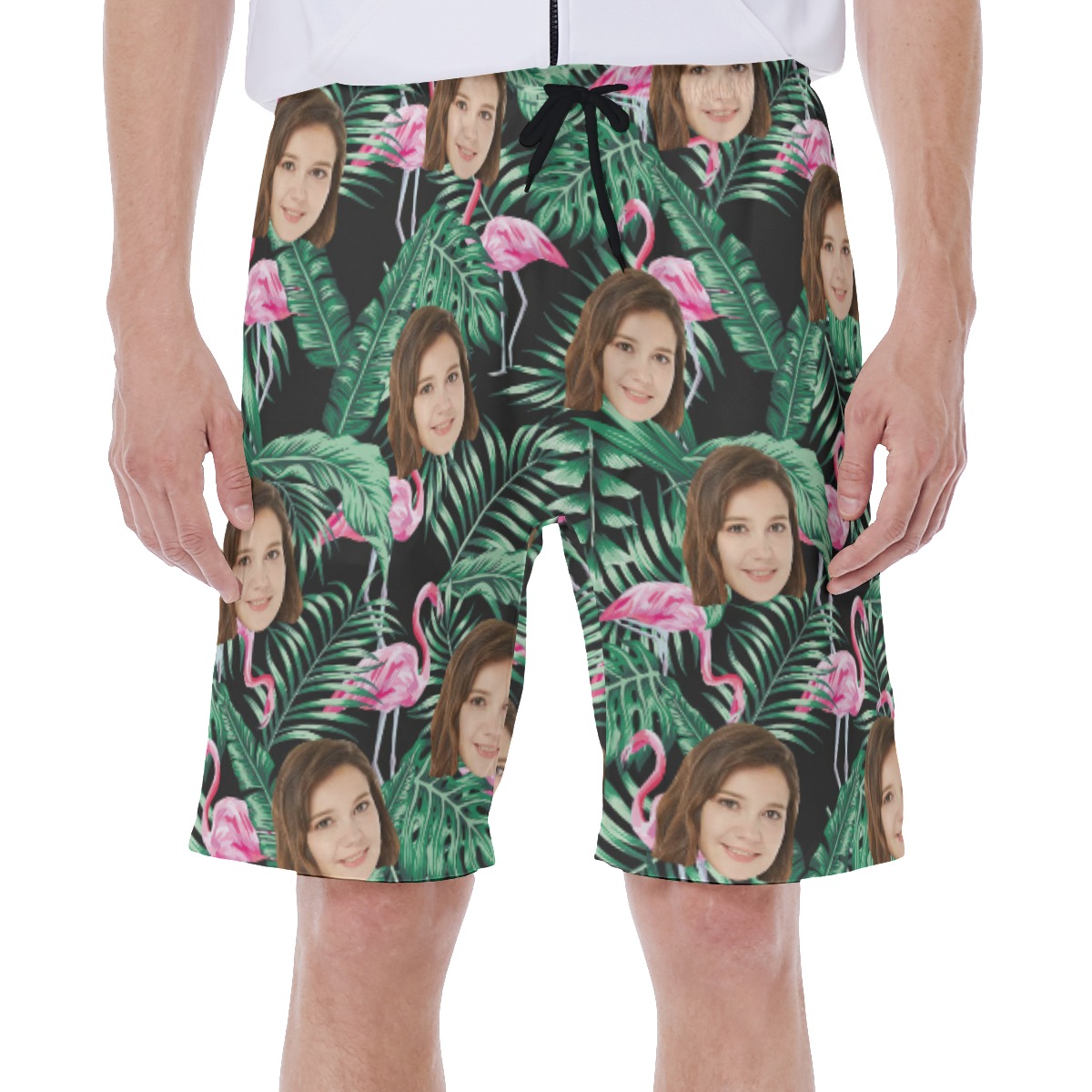 Flamingo Tropical Hawaiian Shorts With Custom Face - variant image 1