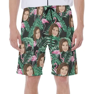 Flamingo Tropical Hawaiian Shorts With Custom Face