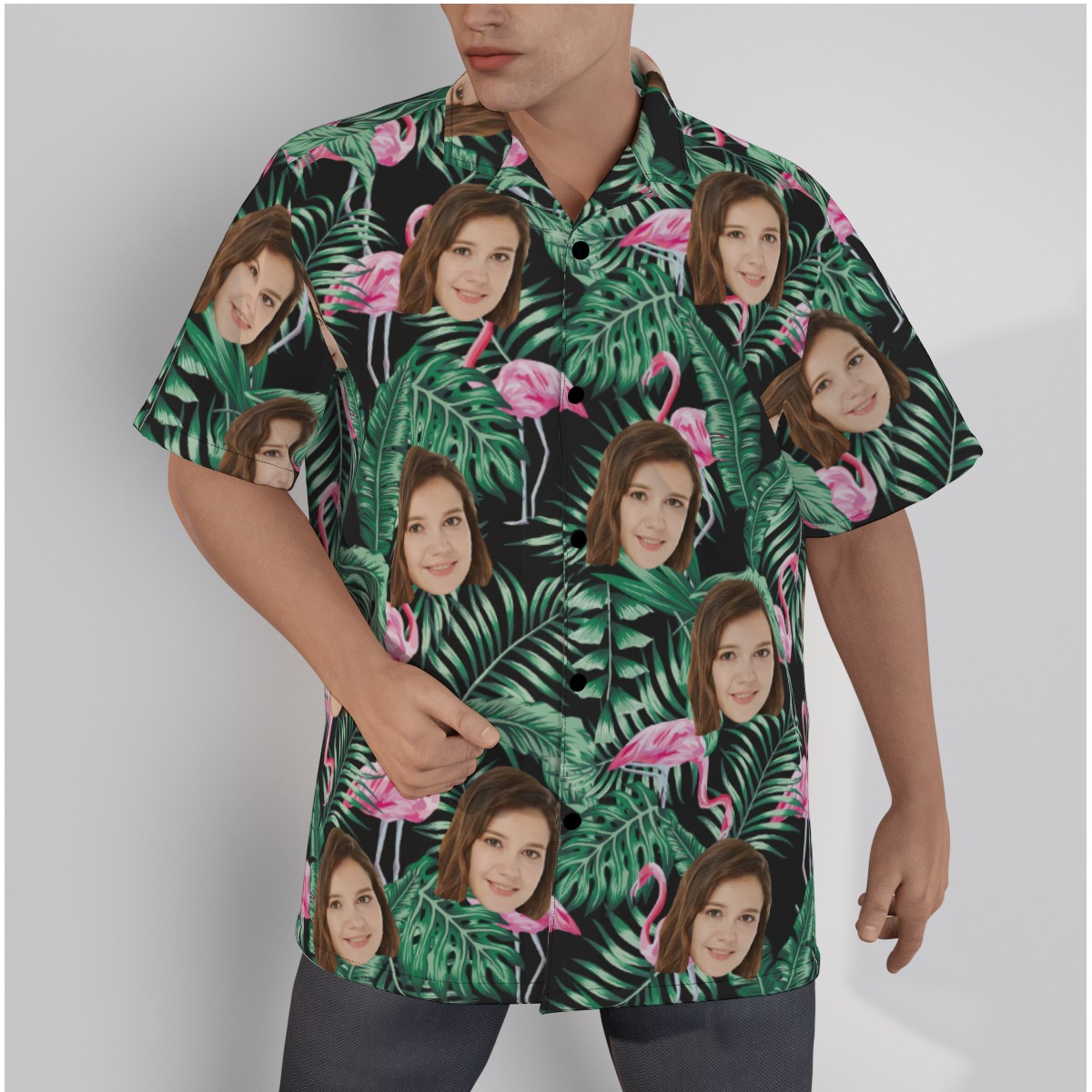 Flamingo Tropical Hawaiian Shirt With Custom Face - variant image 1