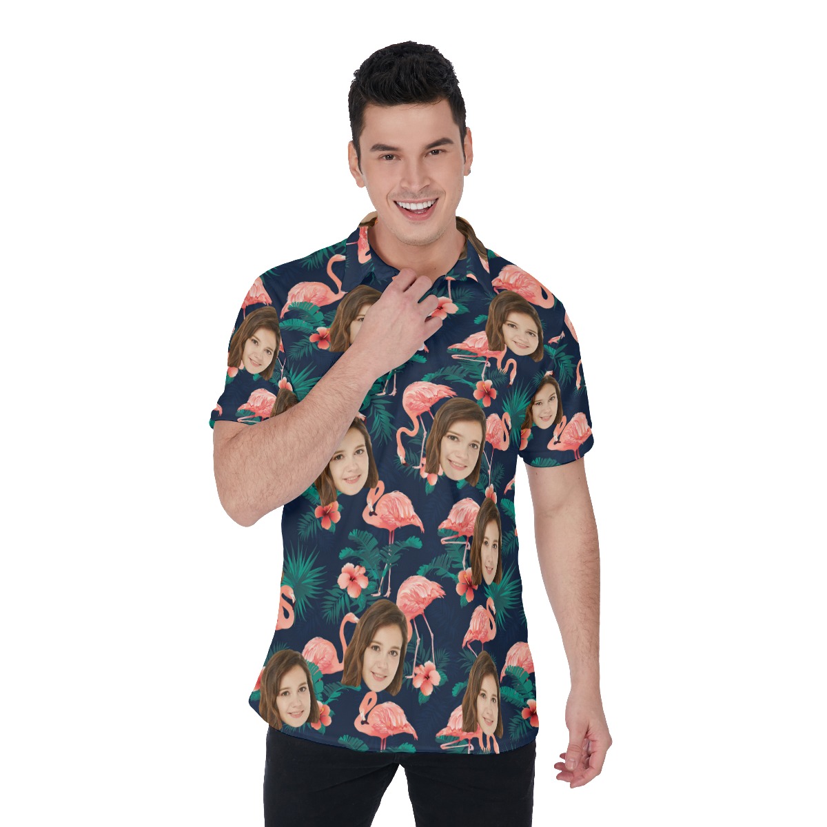 Unique Flamingo Custom Polo Shirt With Face - variant image 1