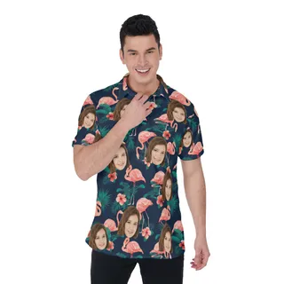 Unique Flamingo Custom Polo Shirt With Face