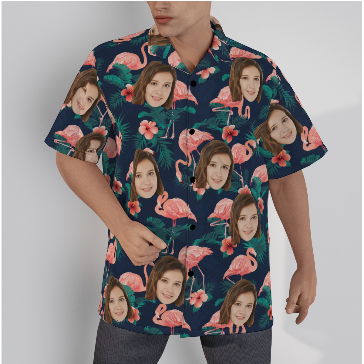 Custom Flamingo Hawaiian Shirt With Face - variant image 1