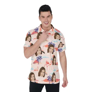 Custom Flamingo Pink Polo Shirt With Custom Face