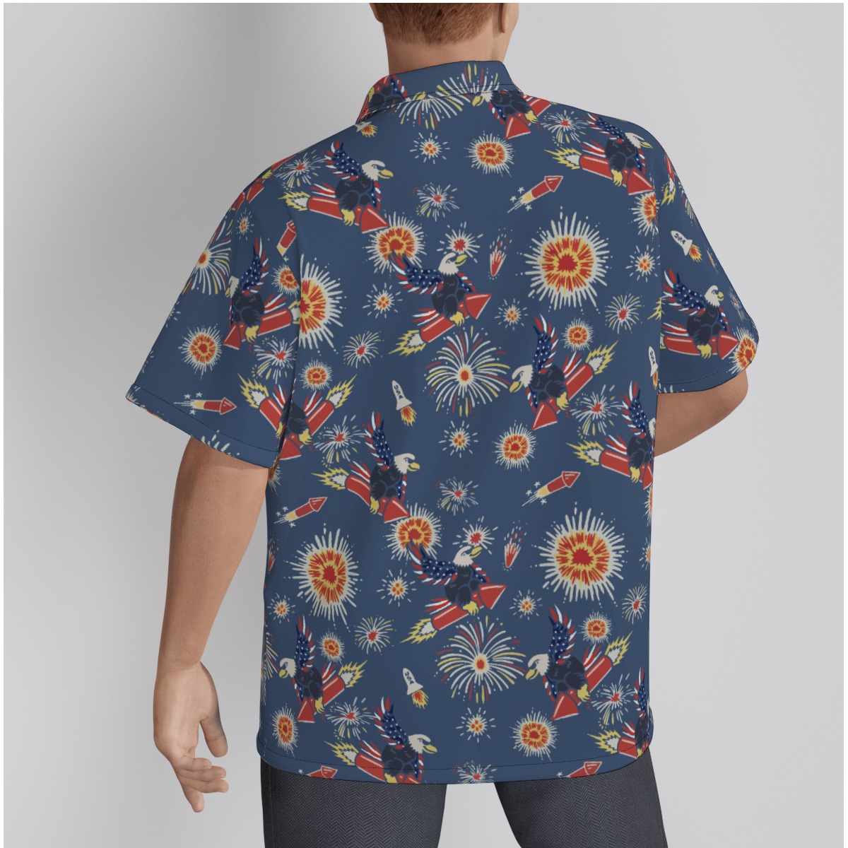 American Eagle Cotton Hawaiian Shirt Navy