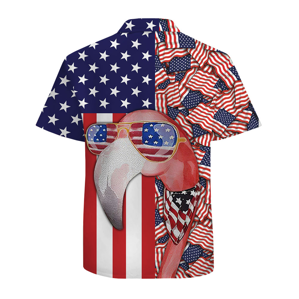 Funny Flamingo Patriotic Cotton Hawaiian Shirt