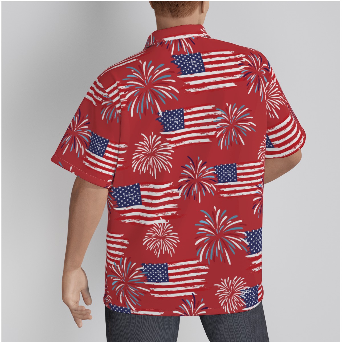 American Flag Men's Cotton Hawaiian Shirt