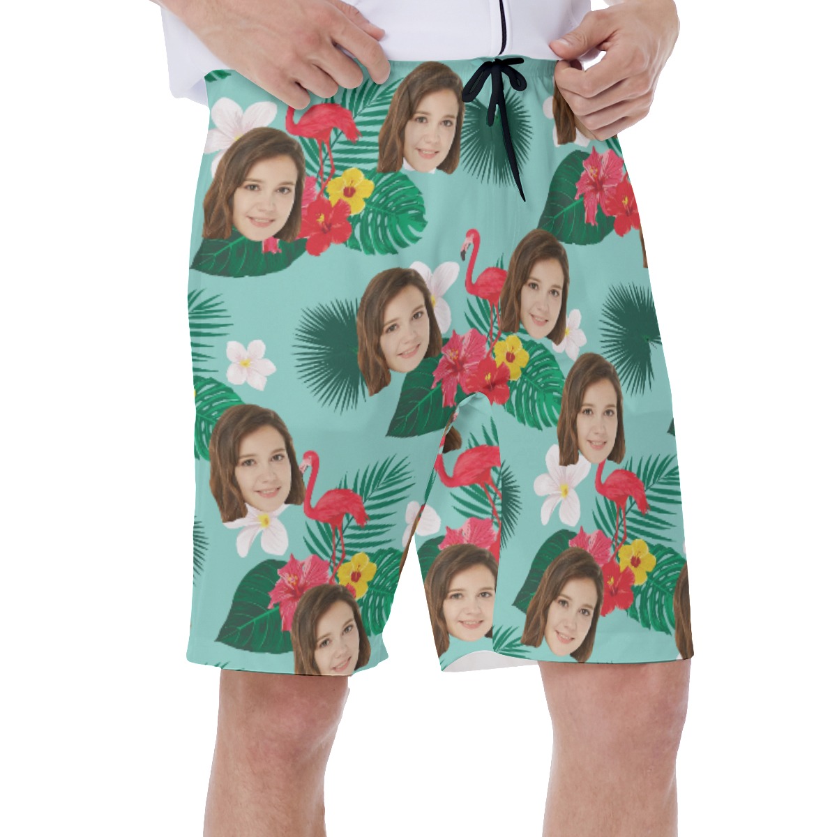 Flamingo Flower Custom Face Men's Hawaiian Shorts