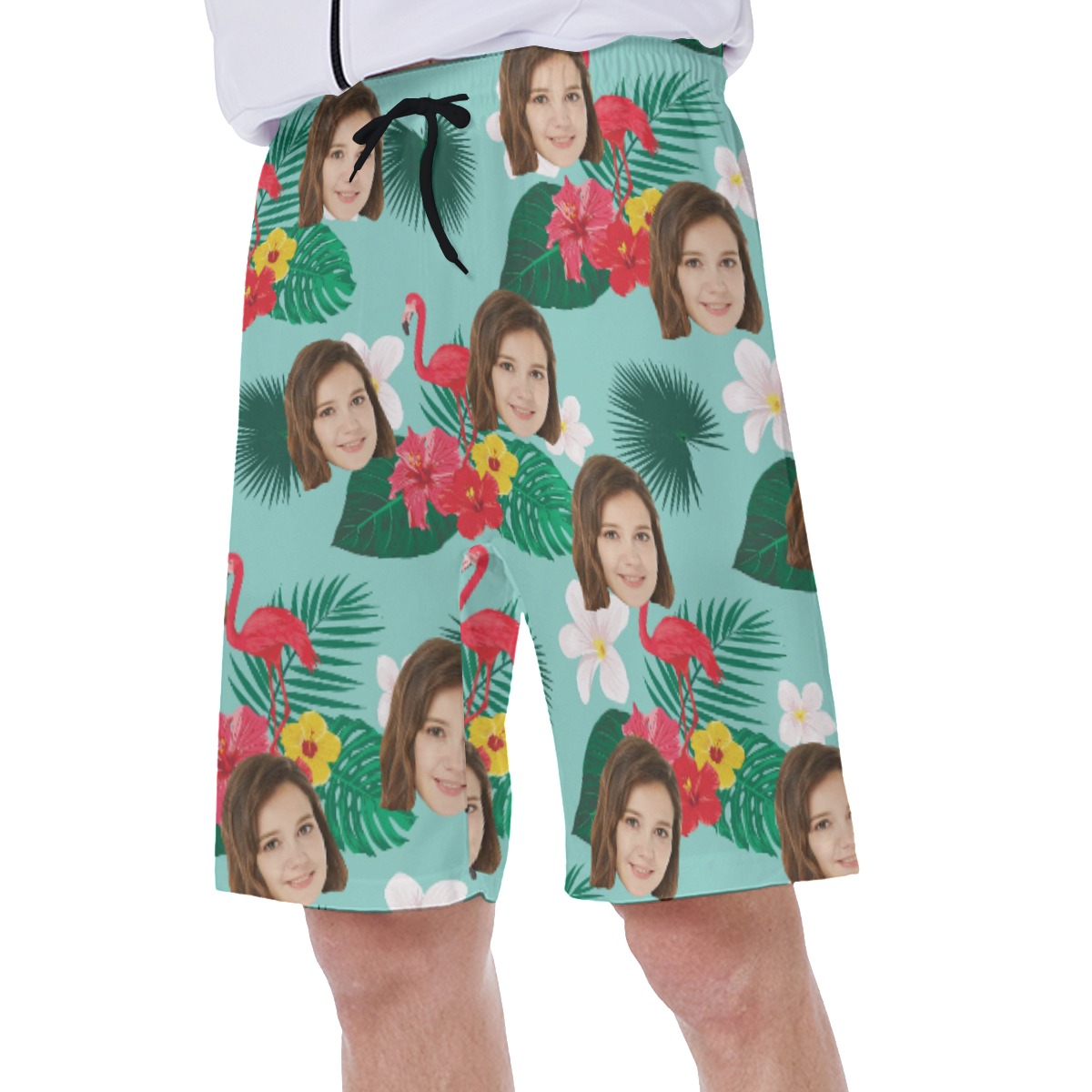 Flamingo Flower Custom Face Men's Hawaiian Shorts