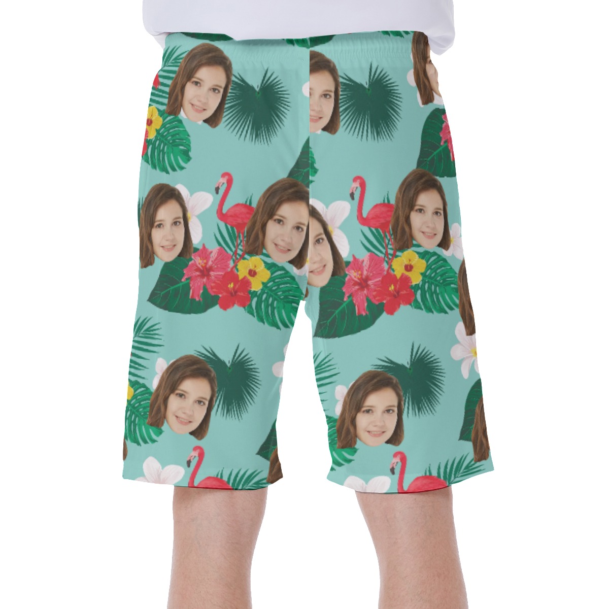 Flamingo Flower Custom Face Men's Hawaiian Shorts