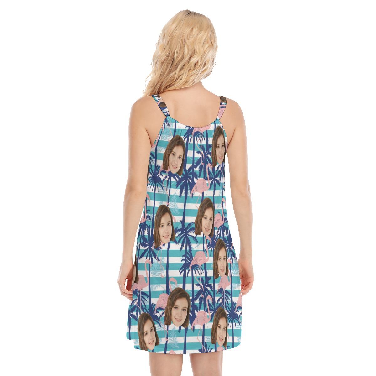 Palm Tree Flamingo Women's Dress With Custom Face