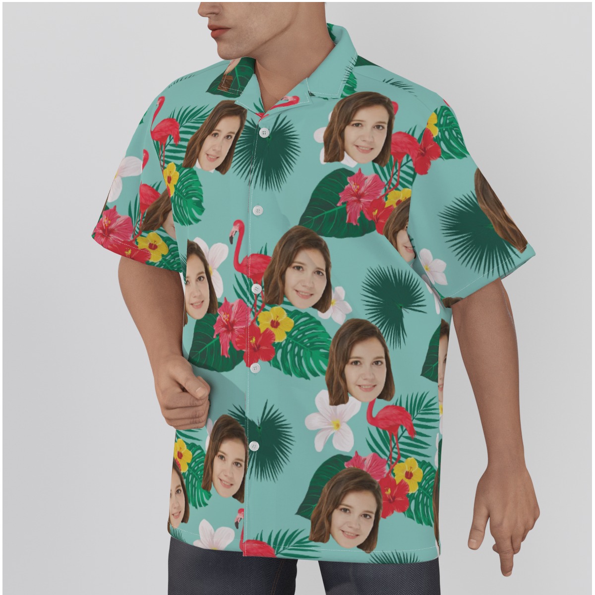 Flamingo Flower Custom Face Tropical Shirt