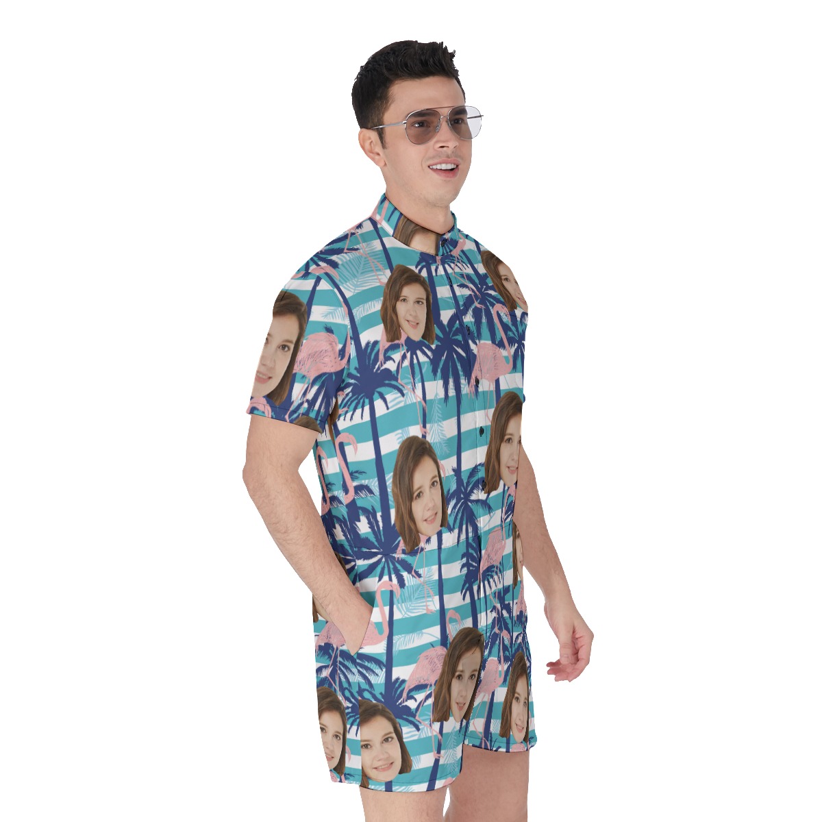 Palm Tree Men's Romper With Custom Face