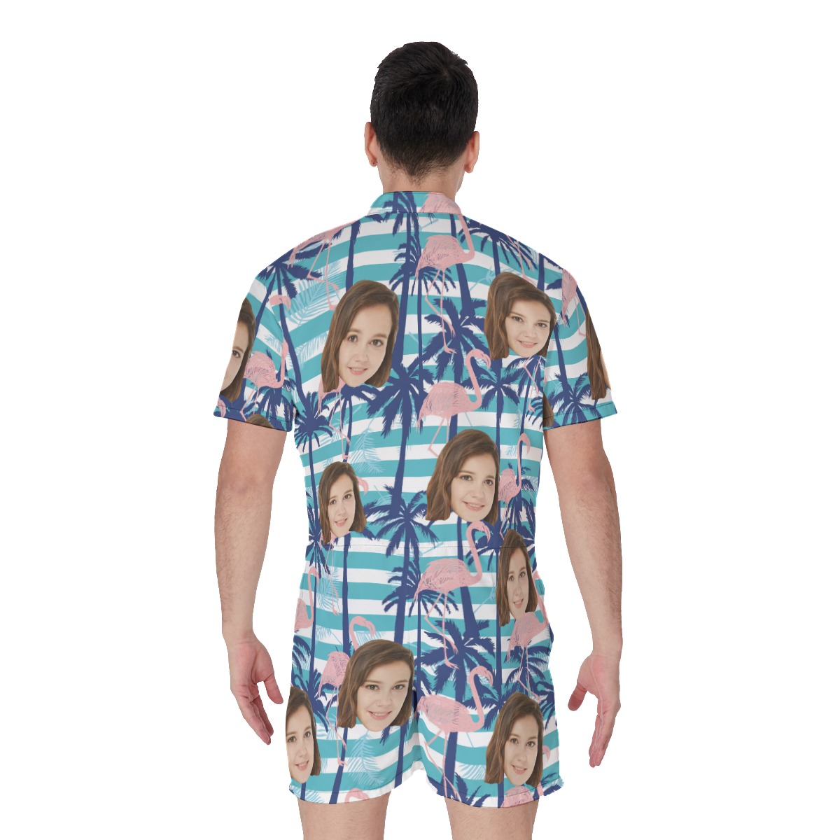 Palm Tree Men's Romper With Custom Face