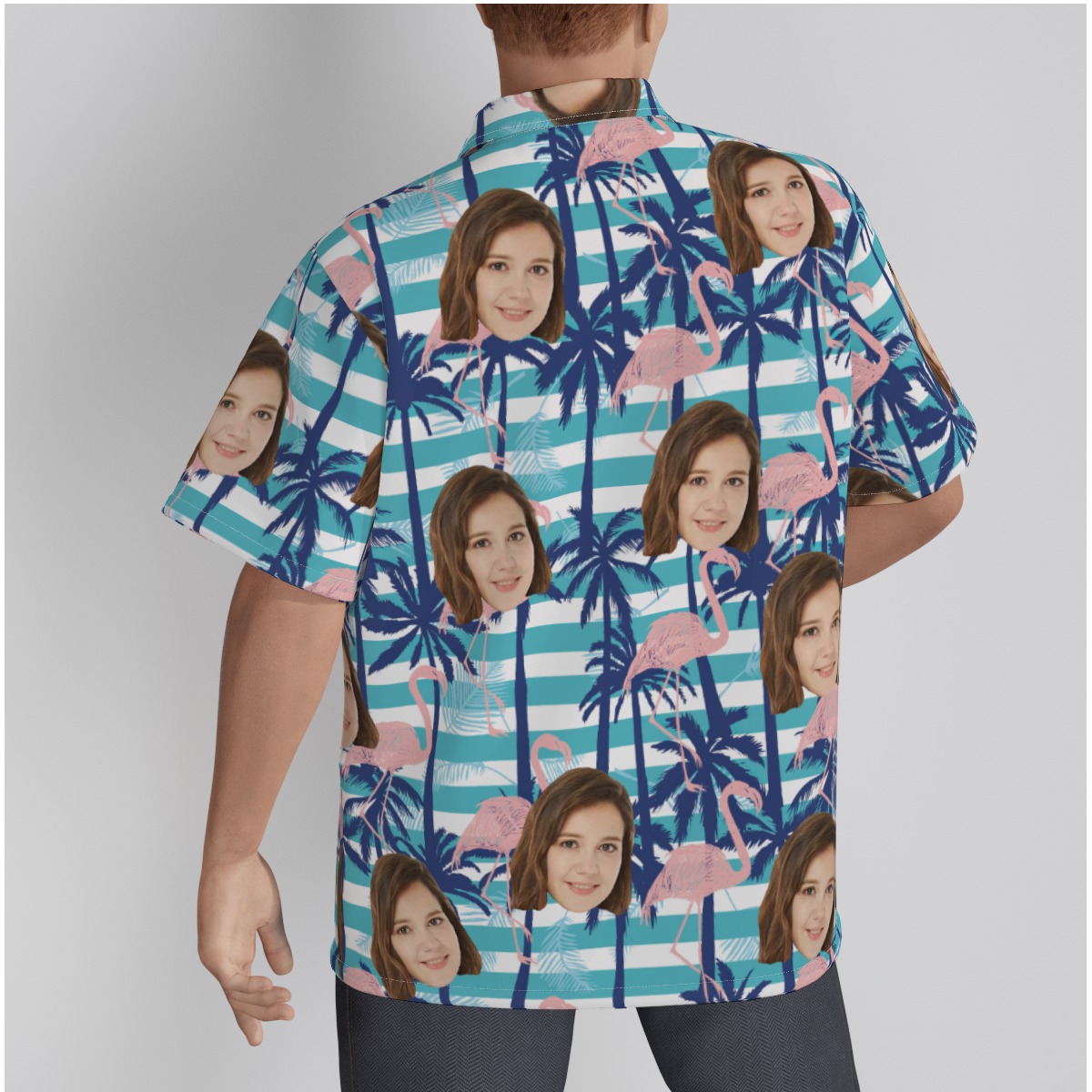 Palm Tree Flamingo Hawaiian Shirt With Custom Face