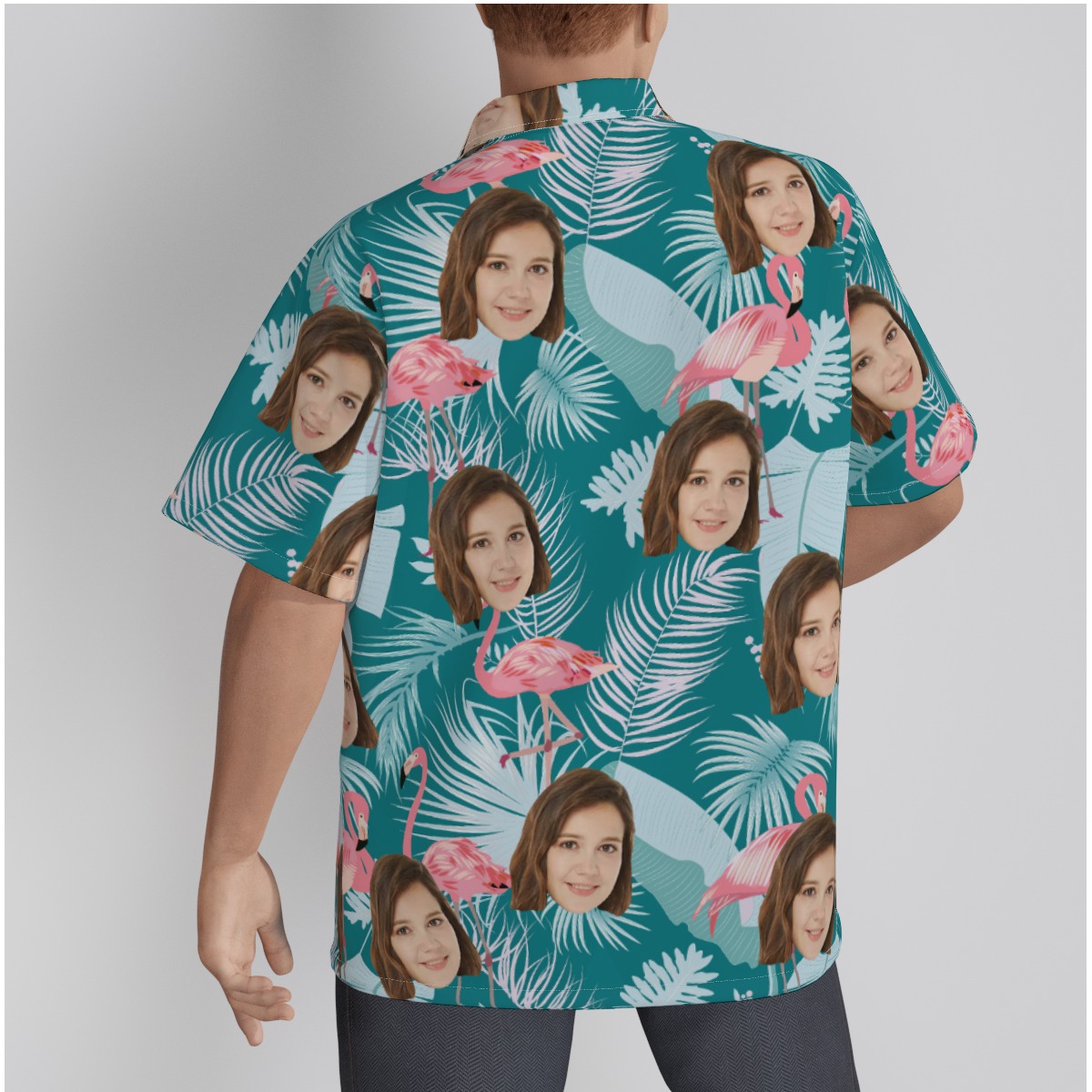 Tropical Leaf Flamingo Custom Face Hawaiian Shirt