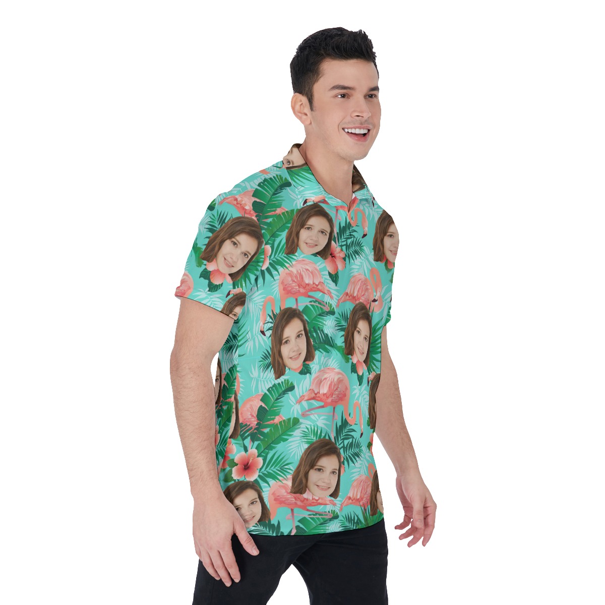 Funny Flamingo Custom Golf Polo Shirt With Face