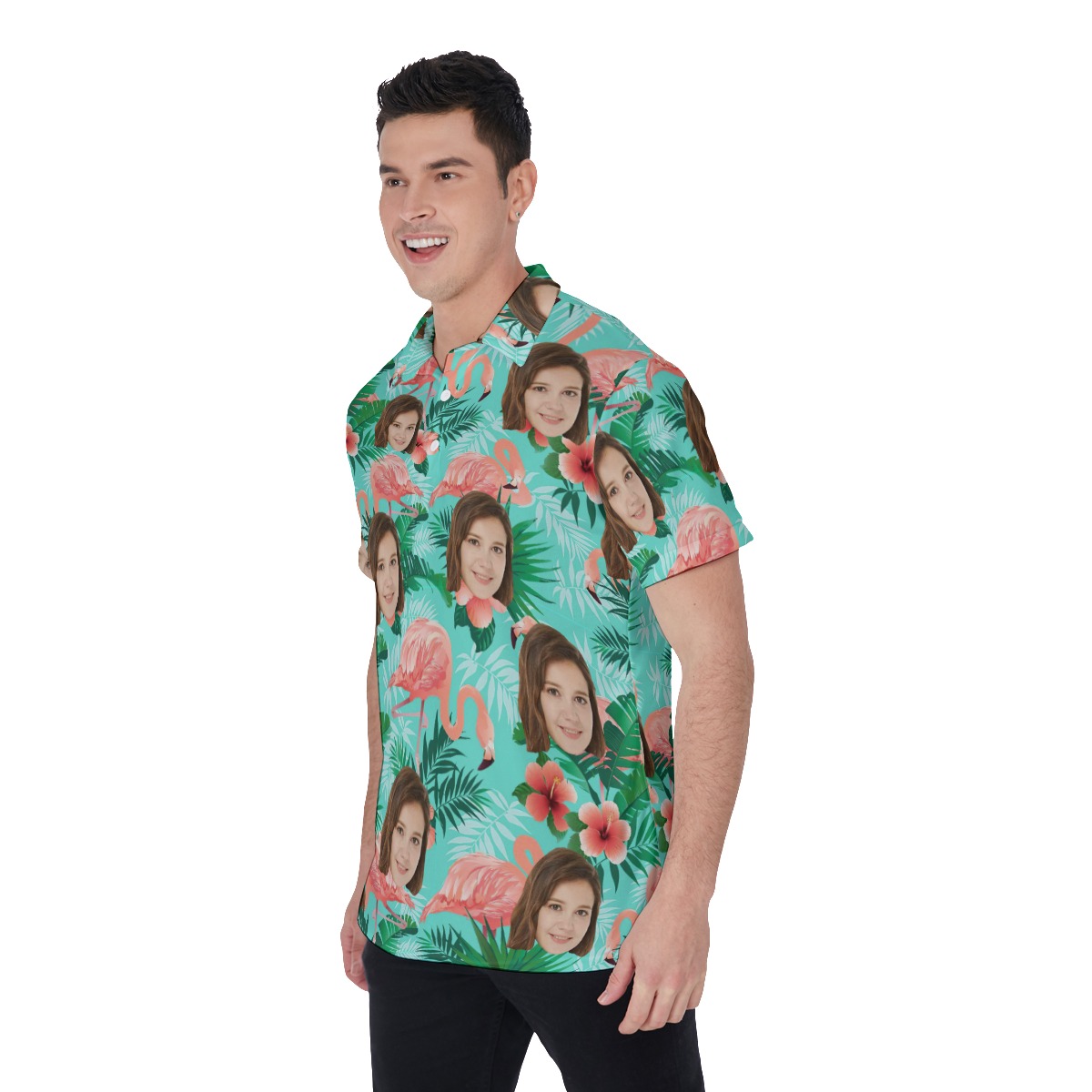 Funny Flamingo Custom Golf Polo Shirt With Face