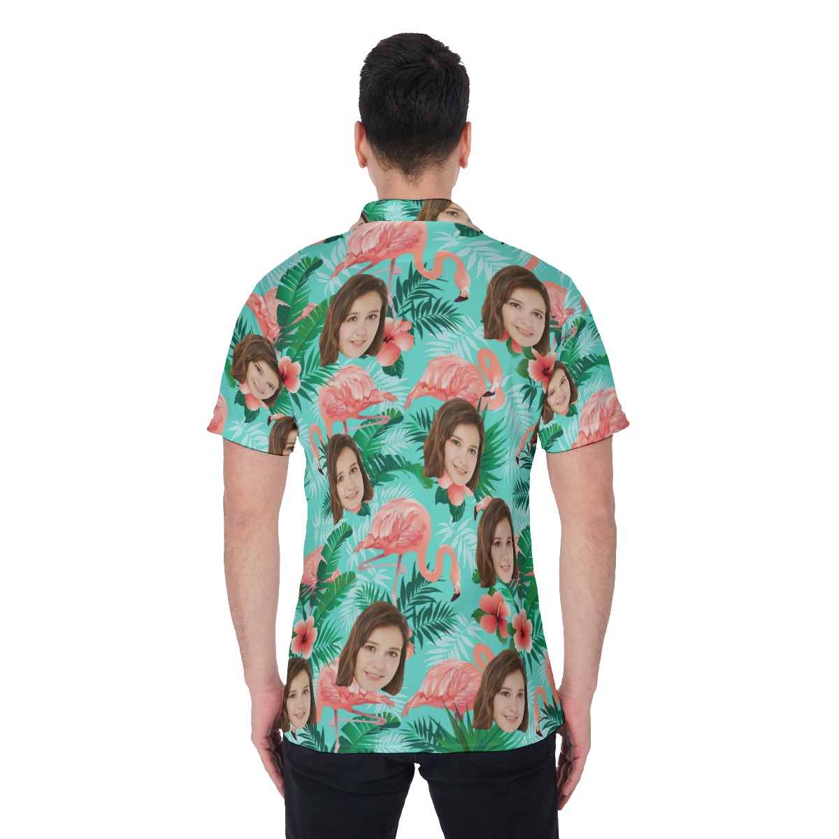 Funny Flamingo Custom Golf Polo Shirt With Face